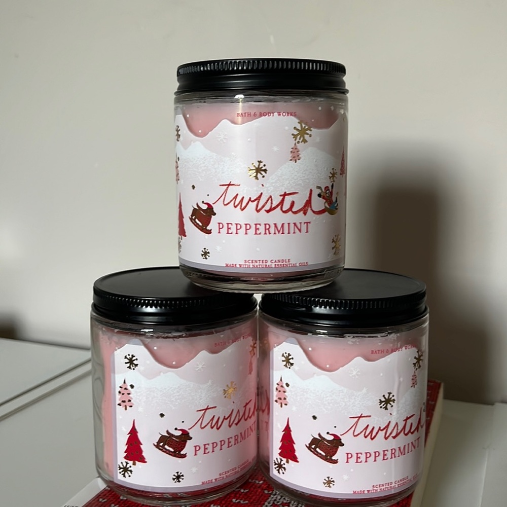 Twisted Peppermint Bath and Body Works Single Wick - Bundle of 3
